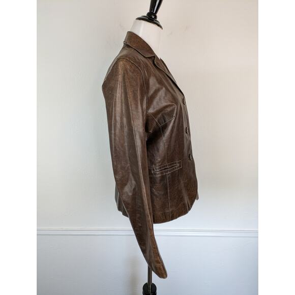 John Carlisle Leather Jacket Classic Edgy Vintage 90s Y2K Brown Size L - Picture 6 of 10